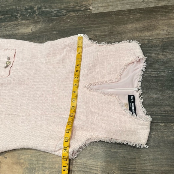 Karl Lagerfeld Paris Pink Tweed Shift Dress with Front Decor Pockets Size 8 - Picture 10 of 12